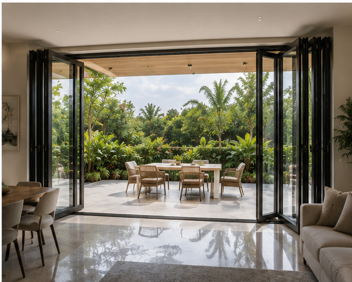 Slide and fold opening onto an outdoor area, design inspiration